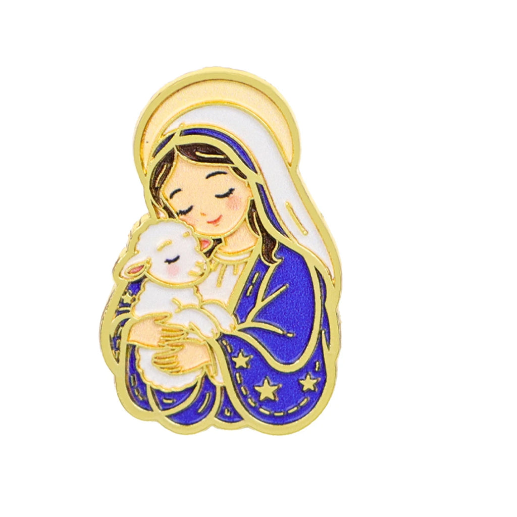 Jesus & Sheep Enamel Pin Cartoon Brooch Pines Lapel Pins Badge on Backpack Clothing Accessories Fashion Jewelry Friends Gifts