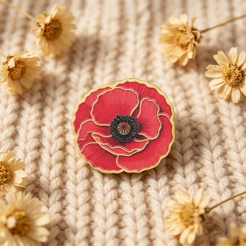 Red Flowers Enamel Pin Poppy Brooch Pines Lapel Pins Badge on Backpack Clothing Accessories Fashion Jewelry Friends Gifts