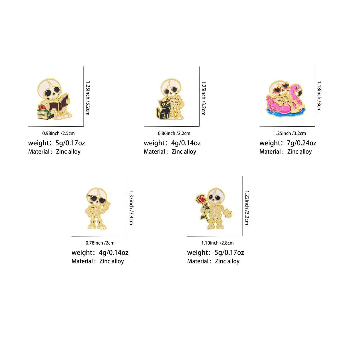 Cute Skeleton Pin Collection