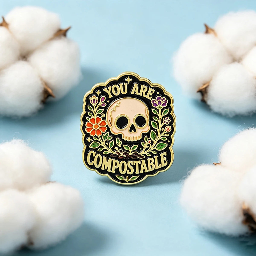 YOU ARE COMPOSTABLE Enamel Pin Skeleton Brooch Lapel Pins Badge on Backpack Clothing Accessories Fashion Jewelry Friends Gifts