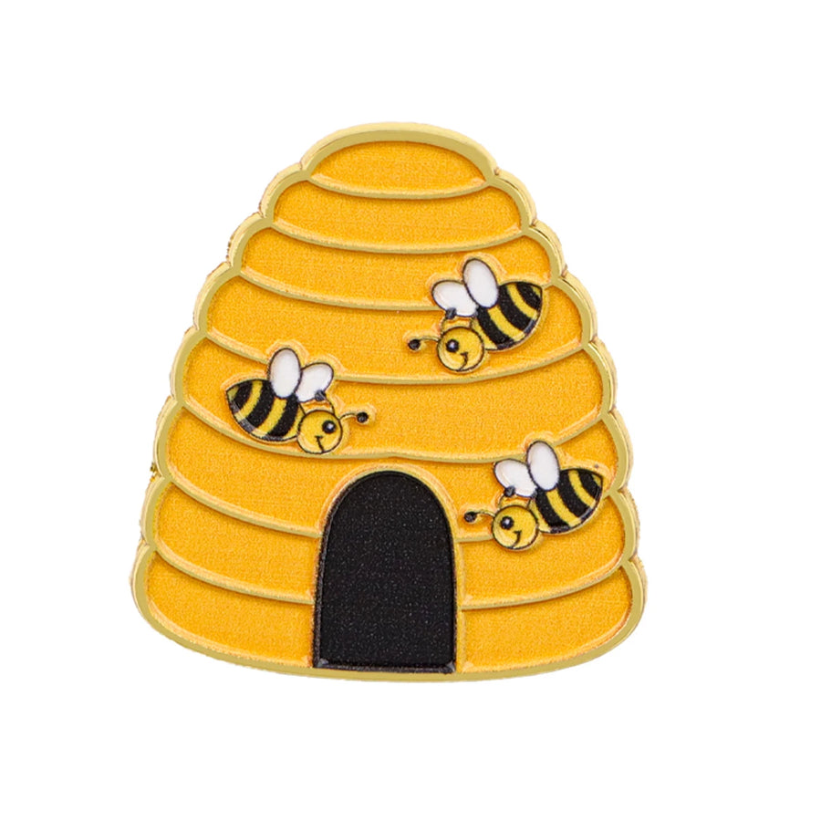 Beehive and Bees Pin