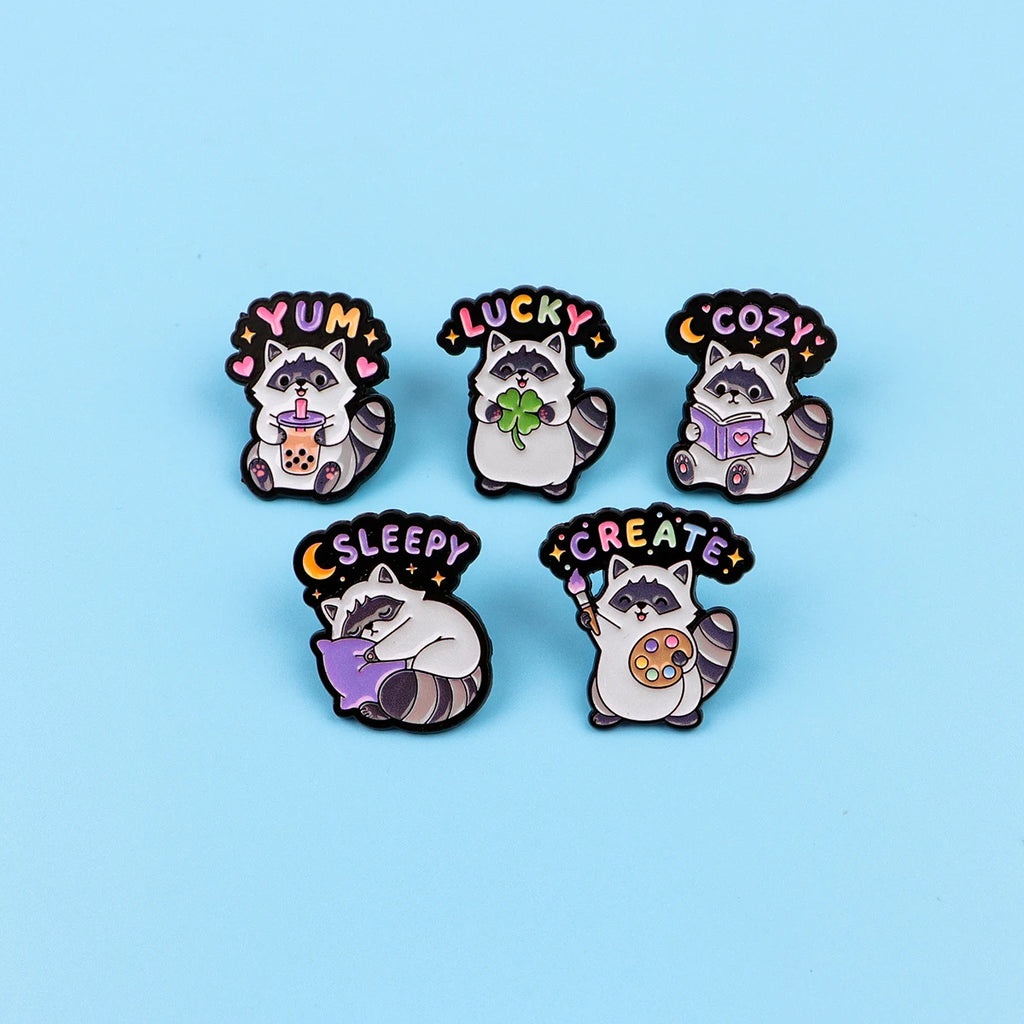 Cute Raccoon Activity Pins