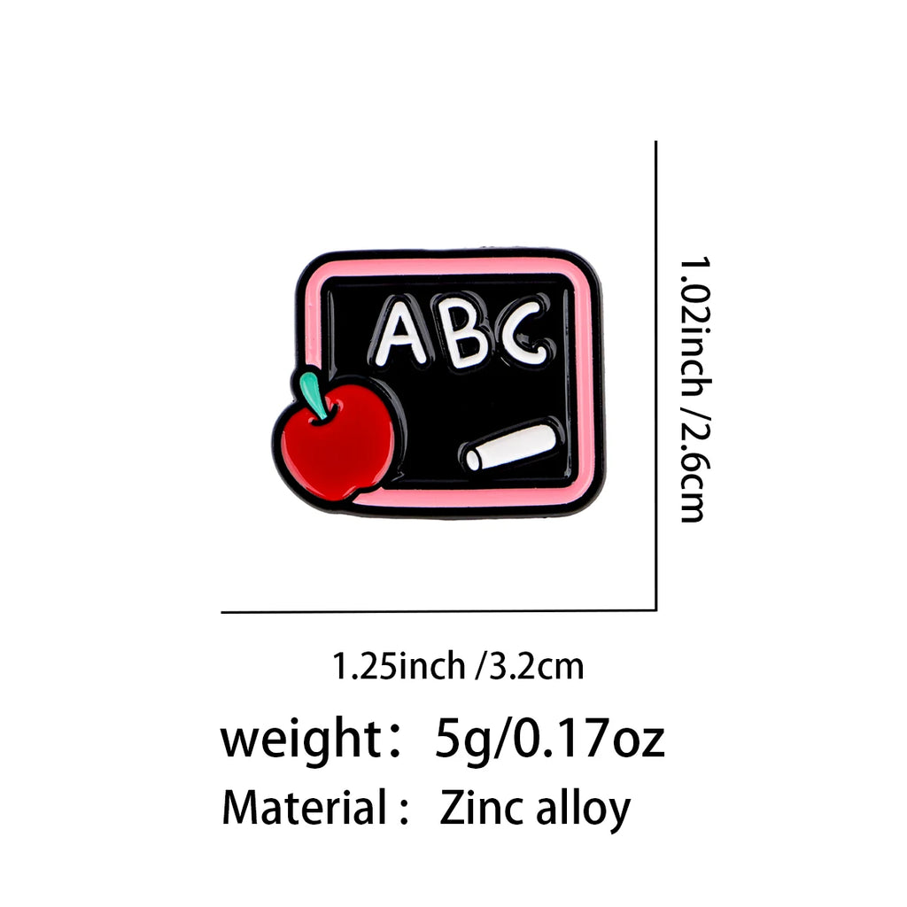 ABC-Tafel und Apfel-Lehrer-Anstecknadel