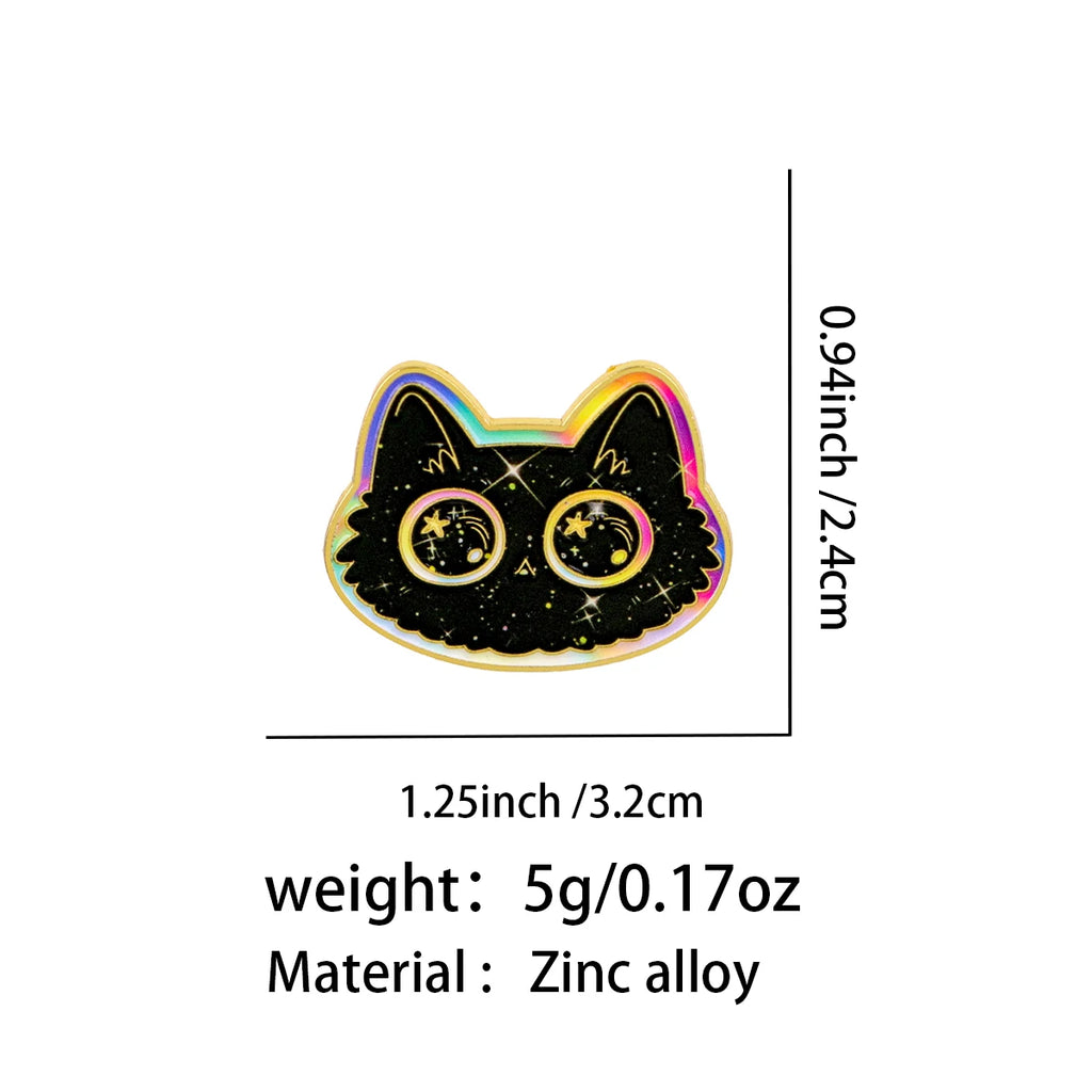 Black & Rainbow Galaxy Cat Pin