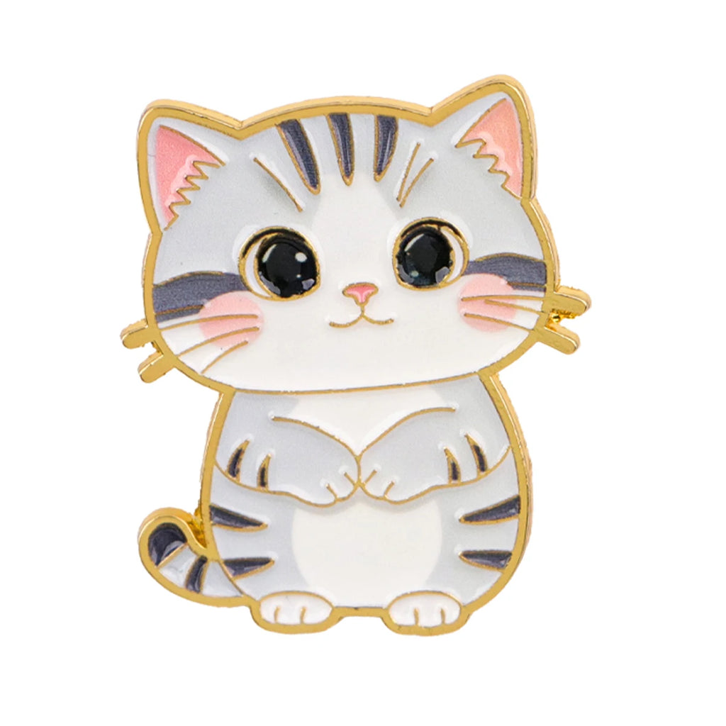 Grey and White Kitten Pin