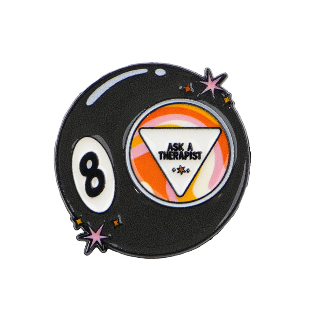Ask a Therapist Magic Eight Ball Pin