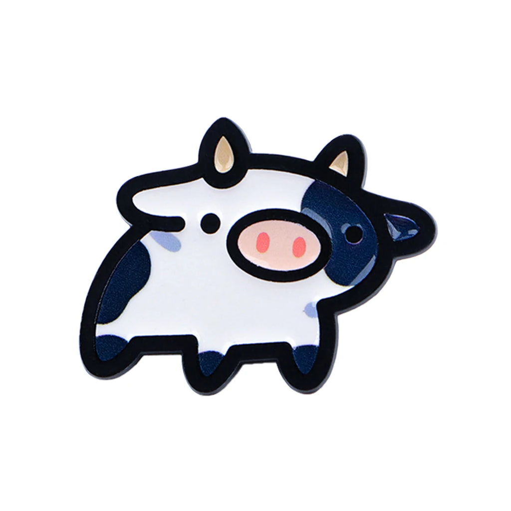 Winking Black & White Cow Pin