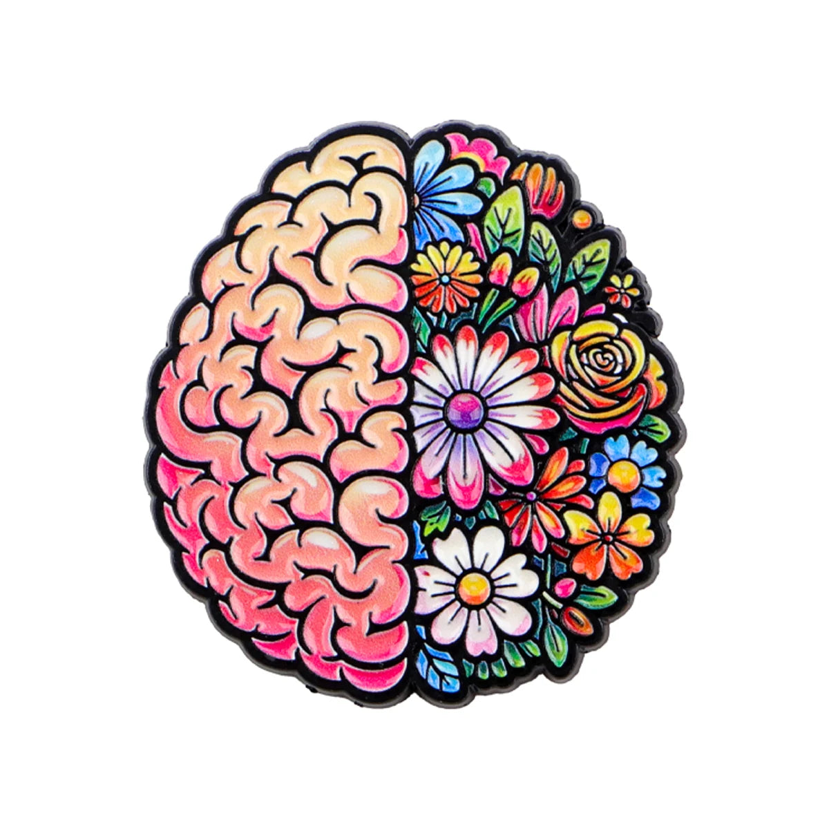Half Brain Half Flowers Pin