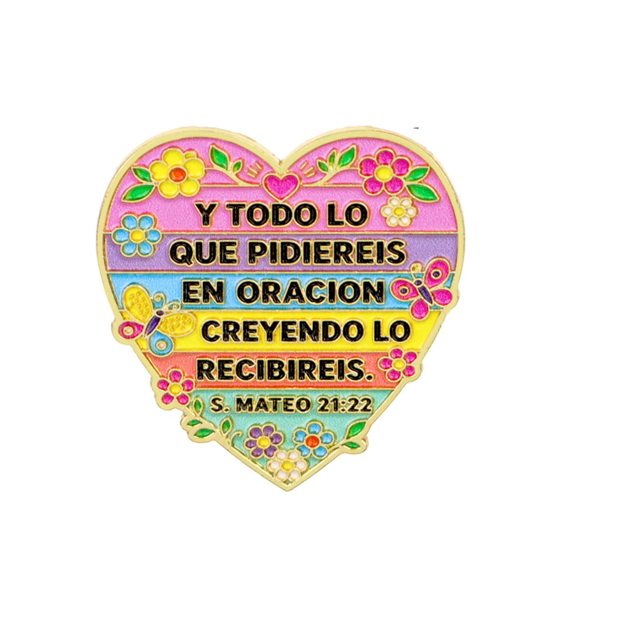 Mateo 21:22 Floral Heart Pin