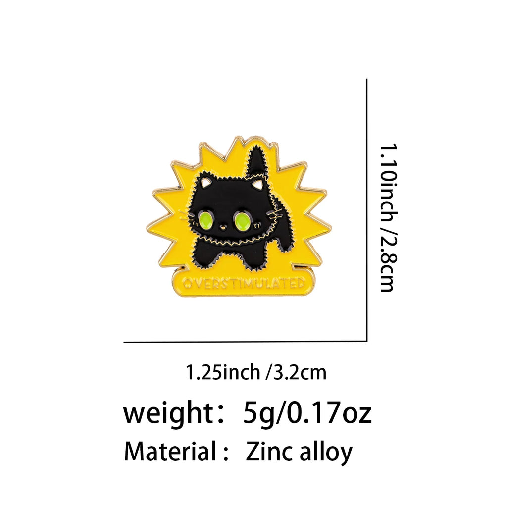 Überstimulierter schwarzer Katzen-Anstecker