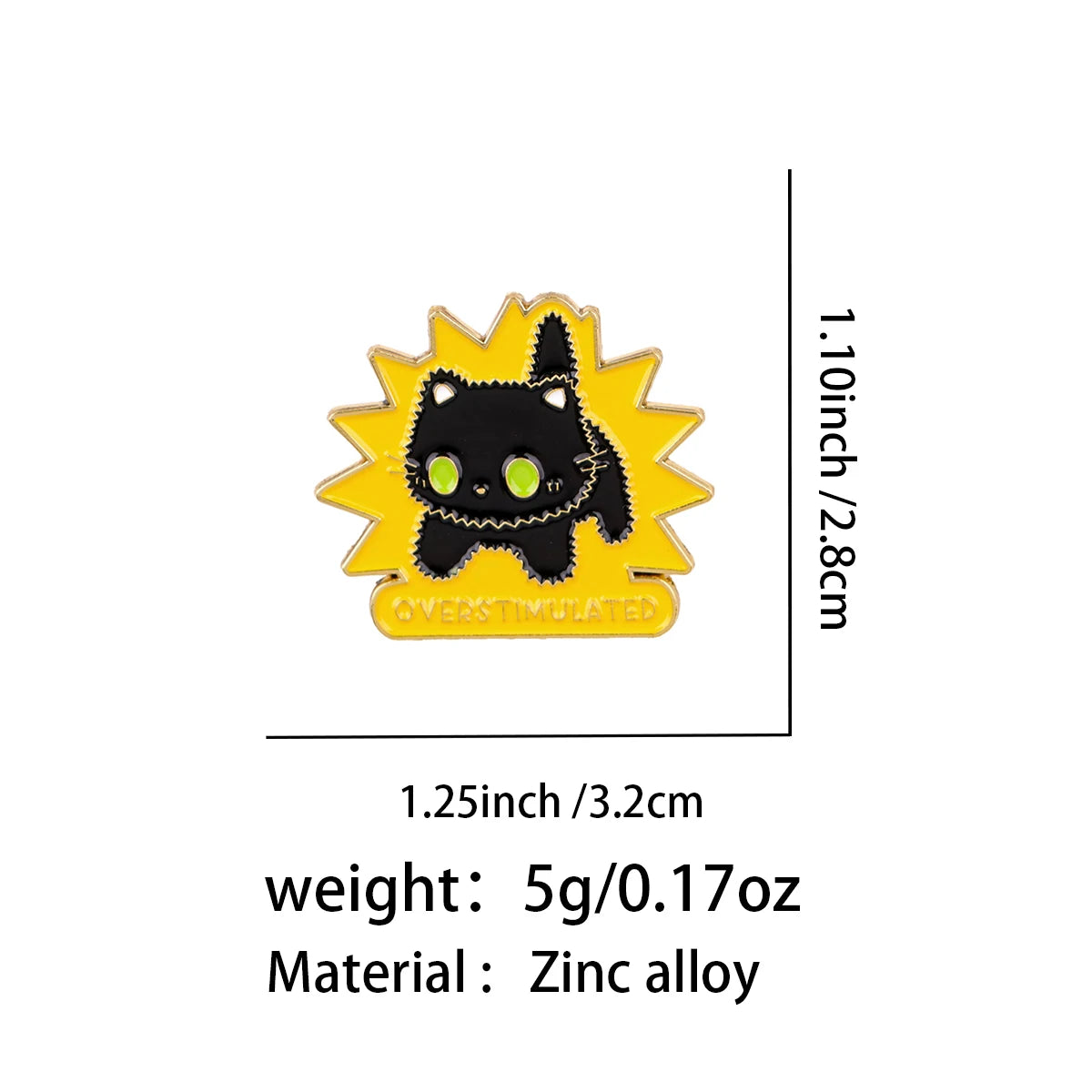Überstimulierter schwarzer Katzen-Anstecker
