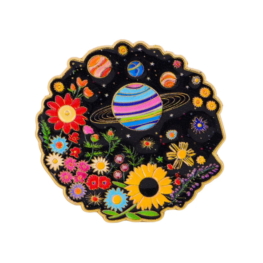 Cosmic Floral Planet Pin