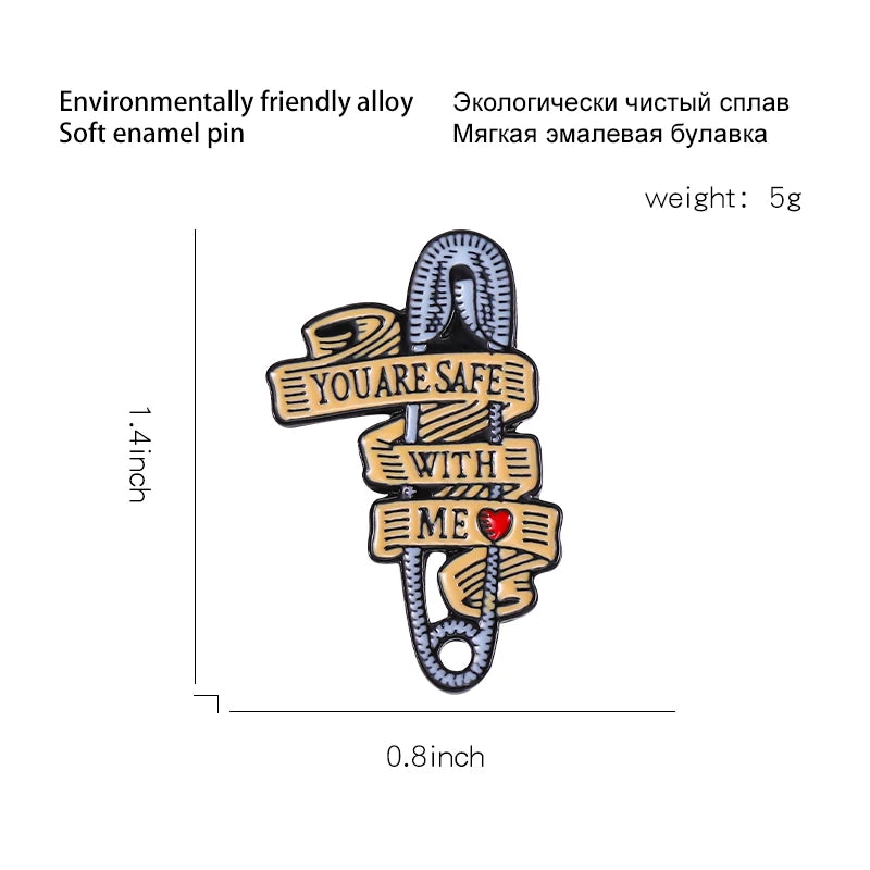 “You Are Safe With Me” Paper Clip Pins