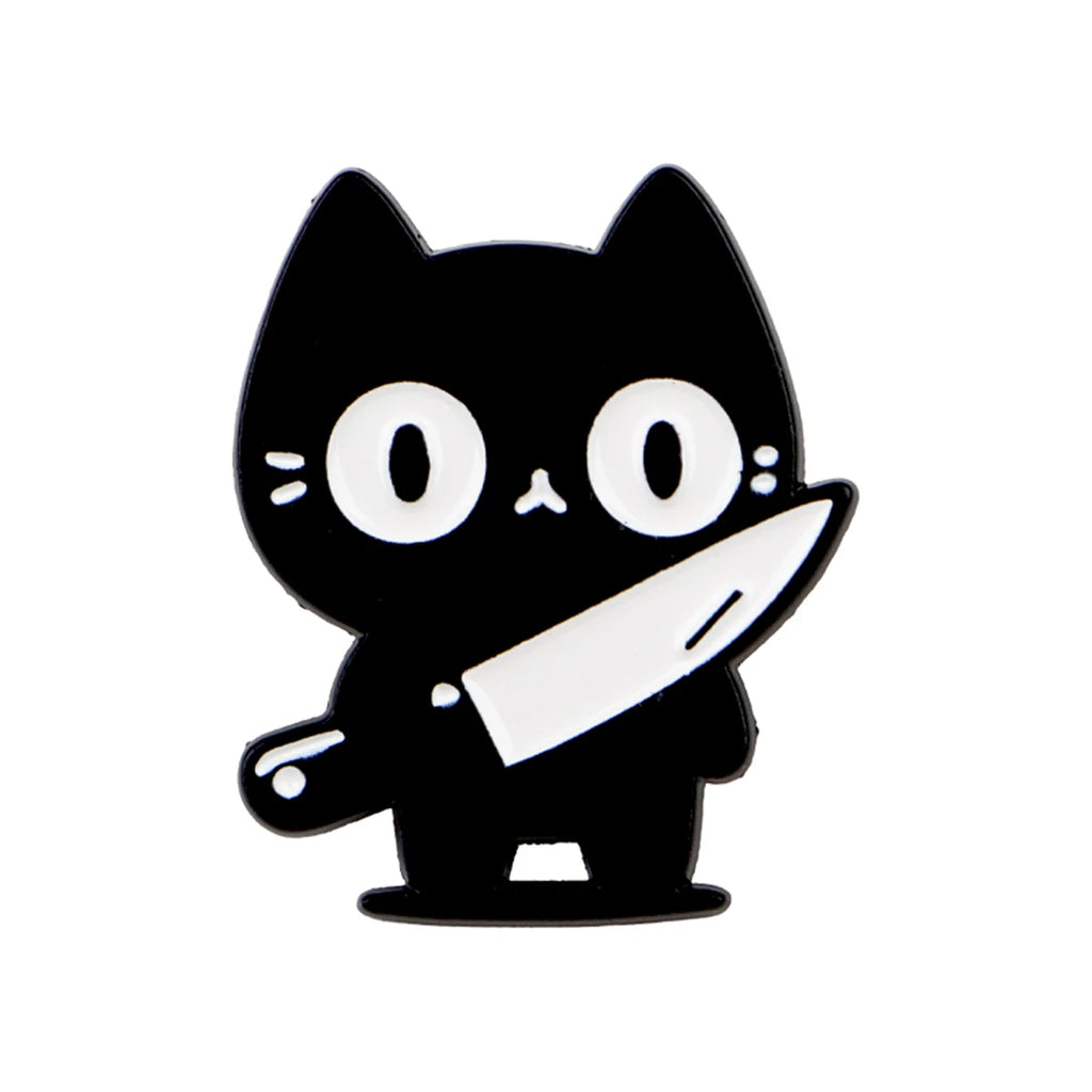 Black Cat with Knife Pin