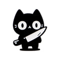 Black Cat with Knife Pin