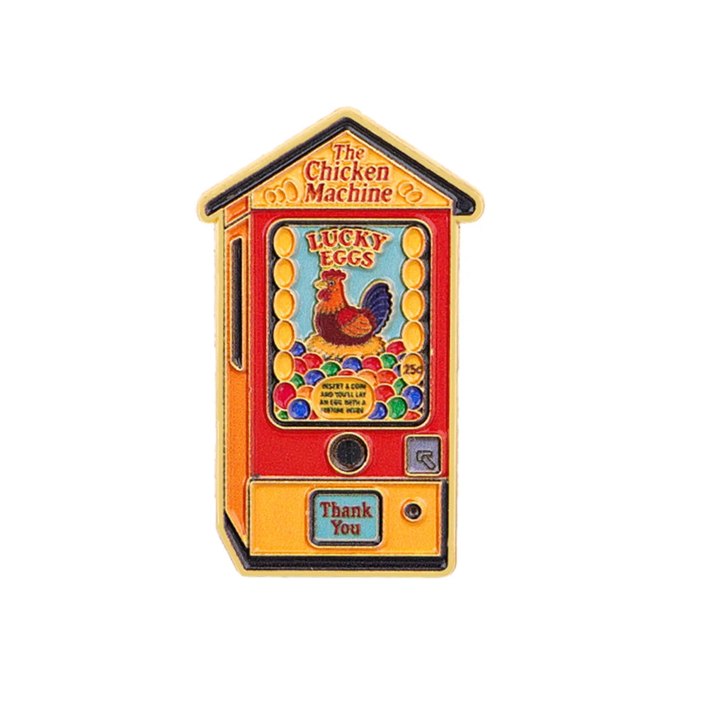 The Chicken Machine Enamel Pin LUCKY EGGS Brooch Lapel Pins Badge on Backpack Clothing Accessories Funny Jewelry Friends Gifts