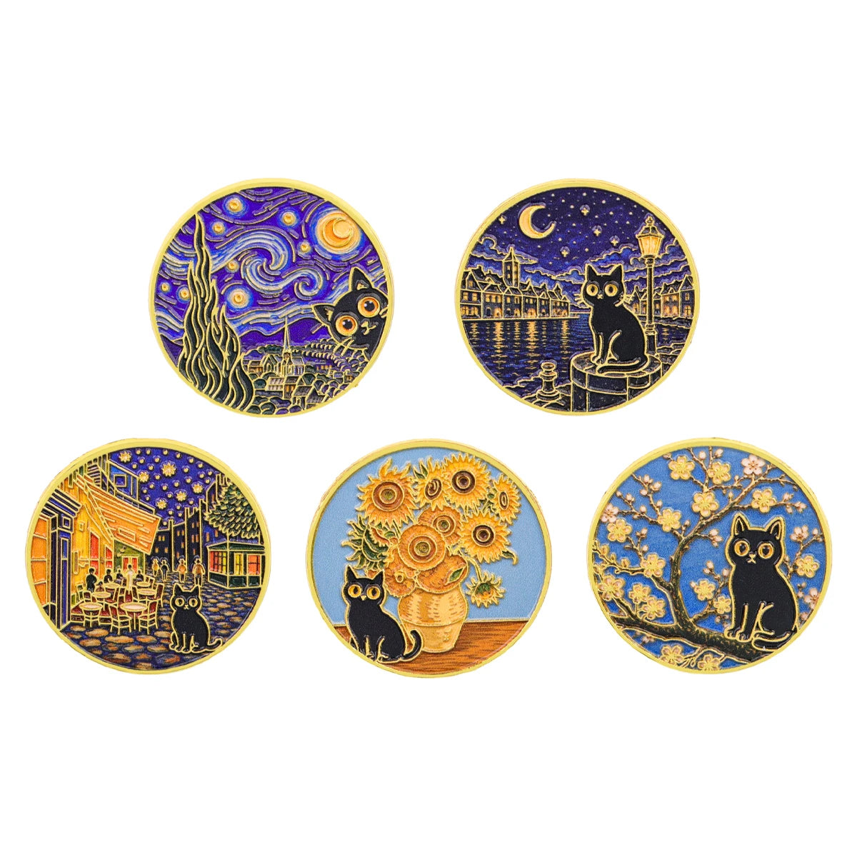 Black Cat Art Scene Pins