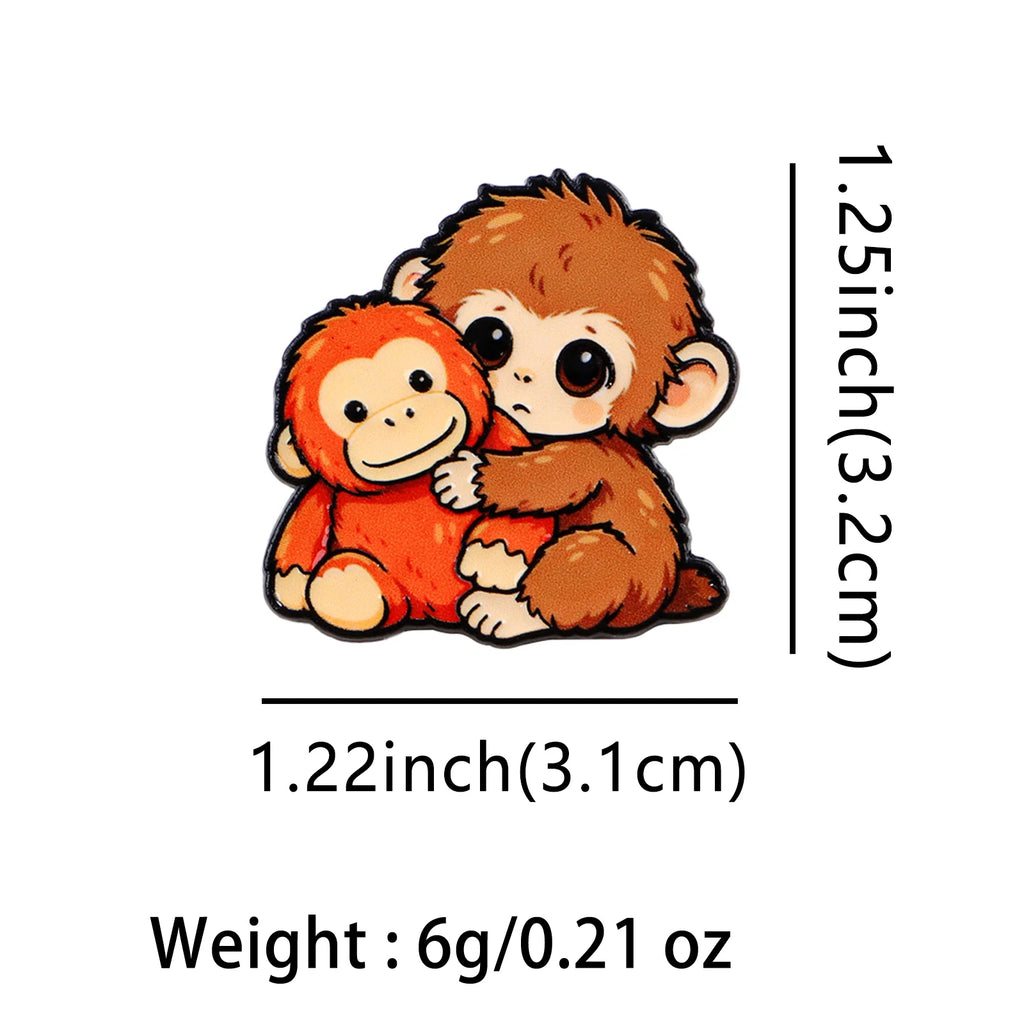 Baby Monkey Hugging a Toy Pin - size and dimensions