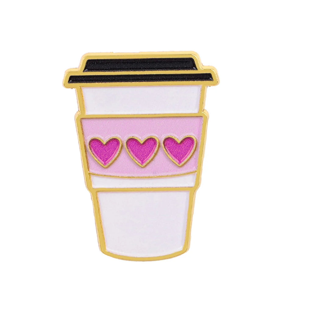 Pink Heart Coffee Cup Pin