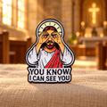 You Know I Can See You Jesus enamel pin in warm chapel setting