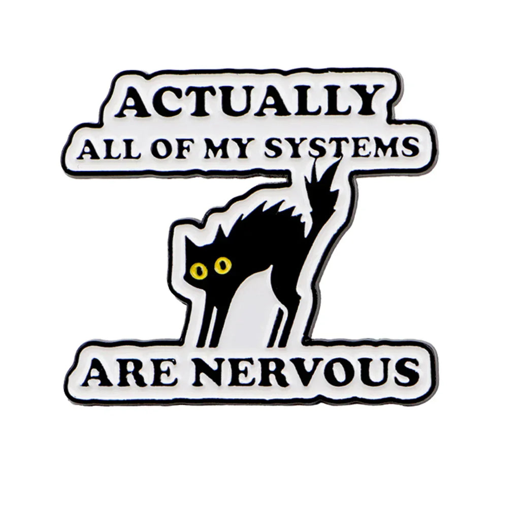 Funny Cat Lapel Pins for Backpacks Mental Health Awareness Brooches for Women Enamel Pin Sarcastic Jewelry Accessories