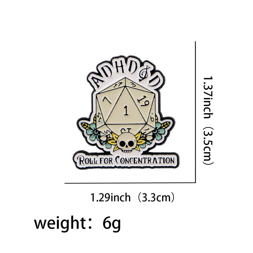 ADHD Roll For Concentration Enamel Pin 1