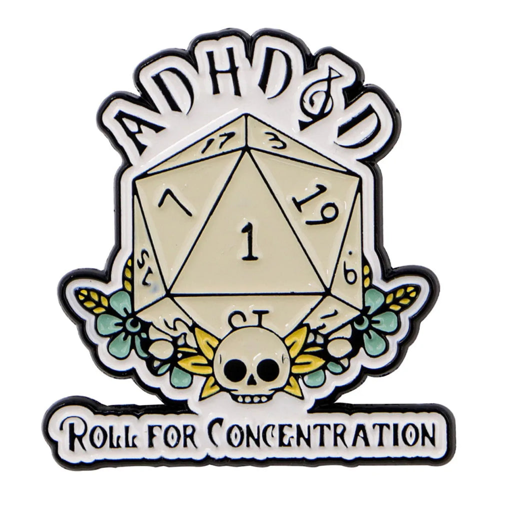 ADHD Roll For Concentration Enamel Pin 1