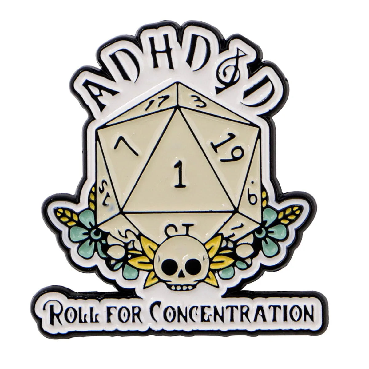 ADHD Roll For Concentration Enamel Pin 1