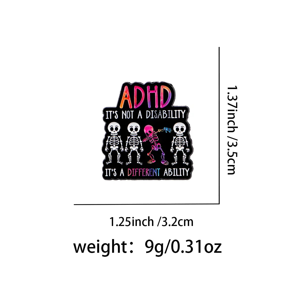 ADHD Awareness Enamel Pin Skeleton Brooch Pines Lapel Pins Badge on Backpack Clothing Accessories Fashion Jewelry