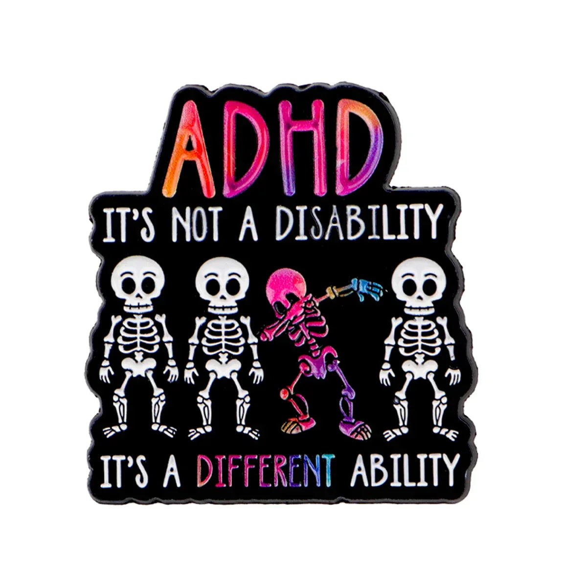 ADHD Awareness Enamel Pin Skeleton Brooch Pines Lapel Pins Badge on Backpack Clothing Accessories Fashion Jewelry