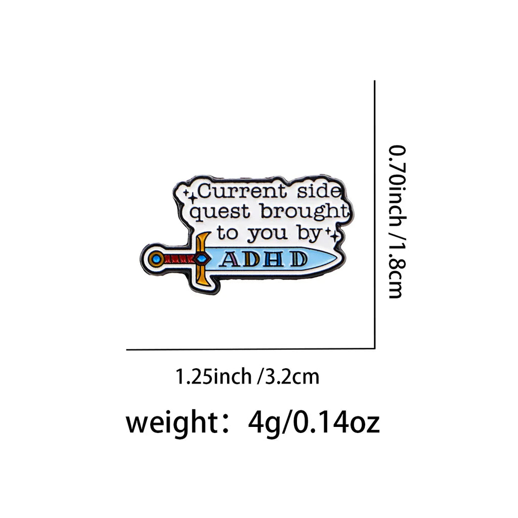 ADHD Awareness Enamel Pin Sword Brooches Lapel Pins Badge on Backpack Clothing Accessories Fashion Jewelry Kids Gift - 1