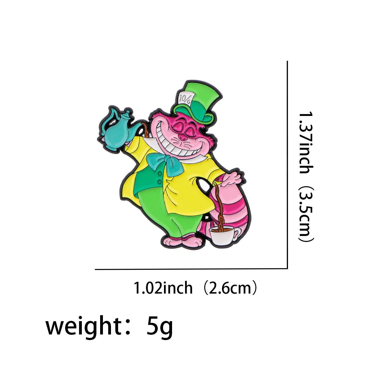 Alice In Wonderland Cheshire Cat Mad Hatter Enamel Pin 1