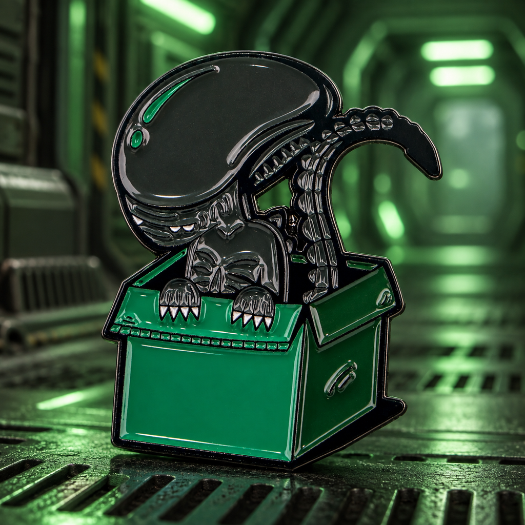 Alien Pin on a themed spooky background