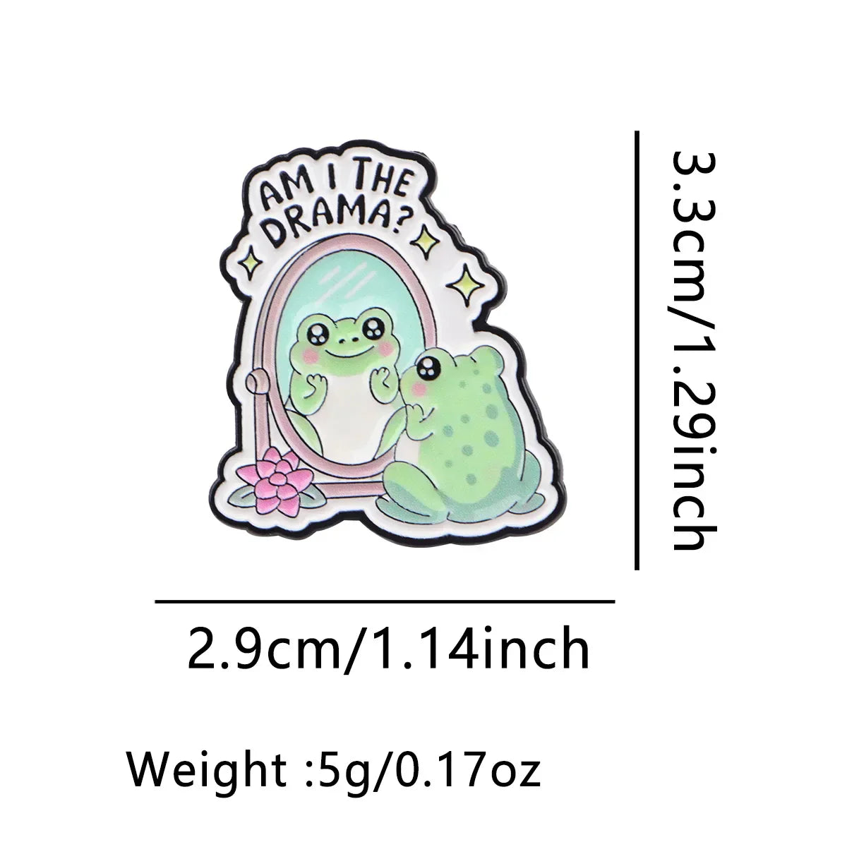 Funny ’Am I the Drama?’ Enamel Pin Frog Brooch Pines Lapel Pins Badge on Backpack Clothing Accessories Animal Jewelry