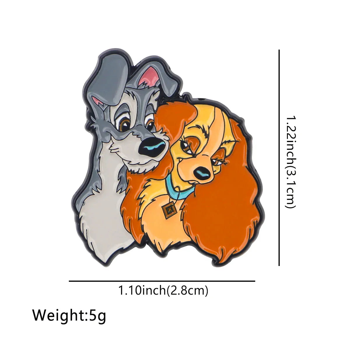 Angel and Scamp Enamel Pin 1