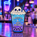 ANXIETY  100% UNSTABLE Boba Tea Pin enamel pin on a themed background