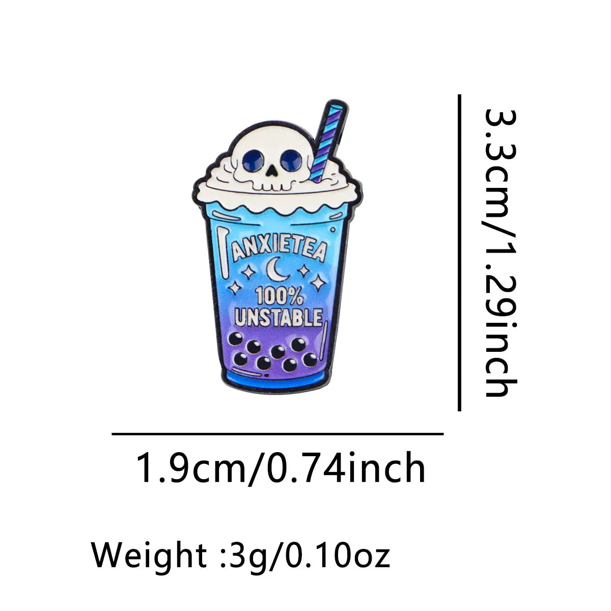 ANXIETY 100% UNSTABLE Enamel Pins Skeleton Brooches Badge Lapel Pins for Backpacks Clothes Decoration Fashion Jewelry