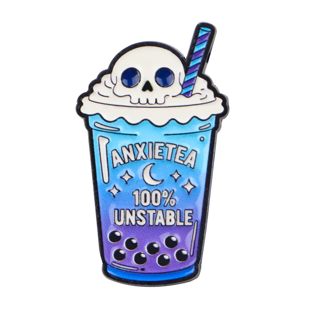 ANXIETY 100% UNSTABLE Enamel Pins Skeleton Brooches Badge Lapel Pins for Backpacks Clothes Decoration Fashion Jewelry