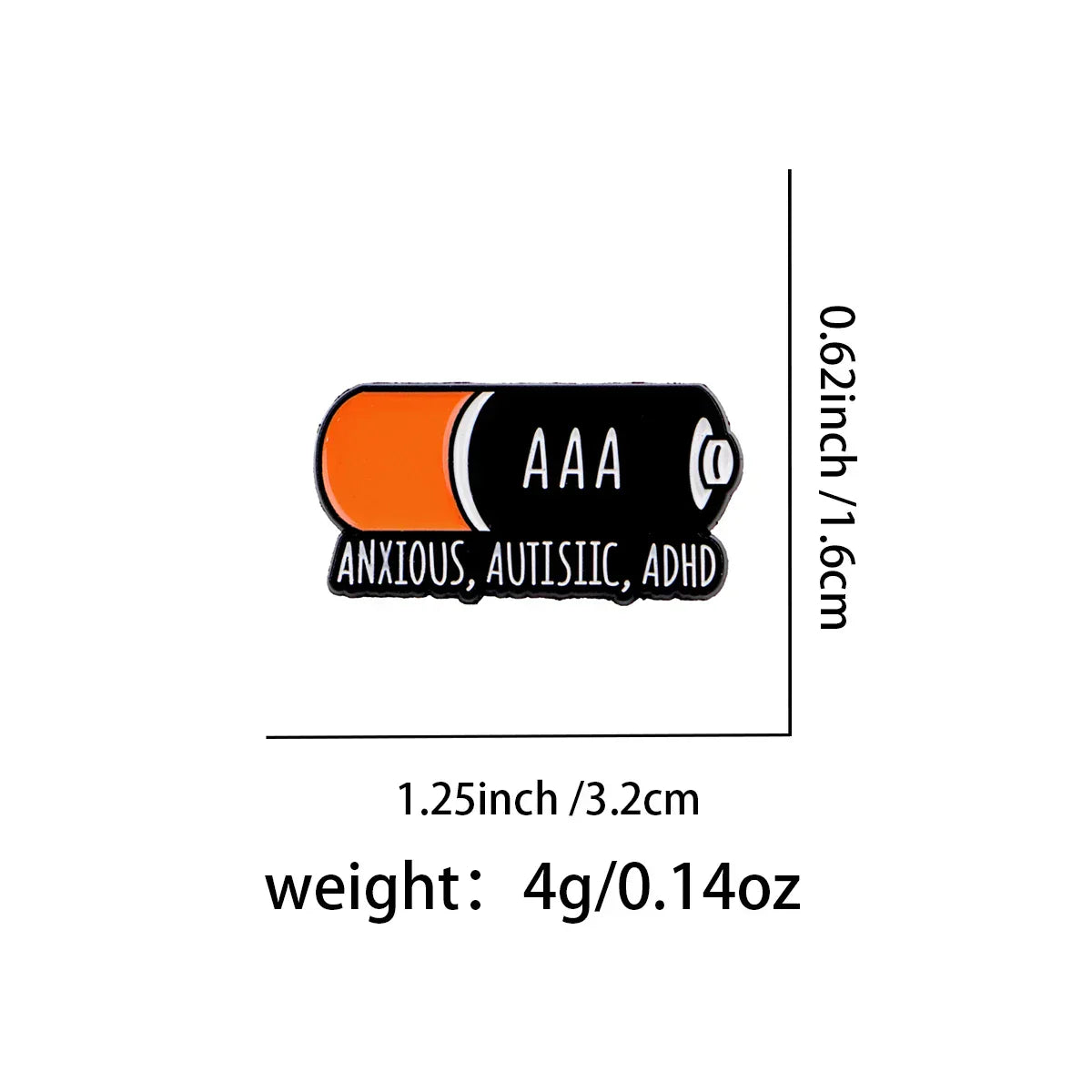 ADHD Battery Enamel Pin Autism Lapel Pins for Backpacks Brooches for Women Fashion Jewelry Accessories Friends Gift - 1