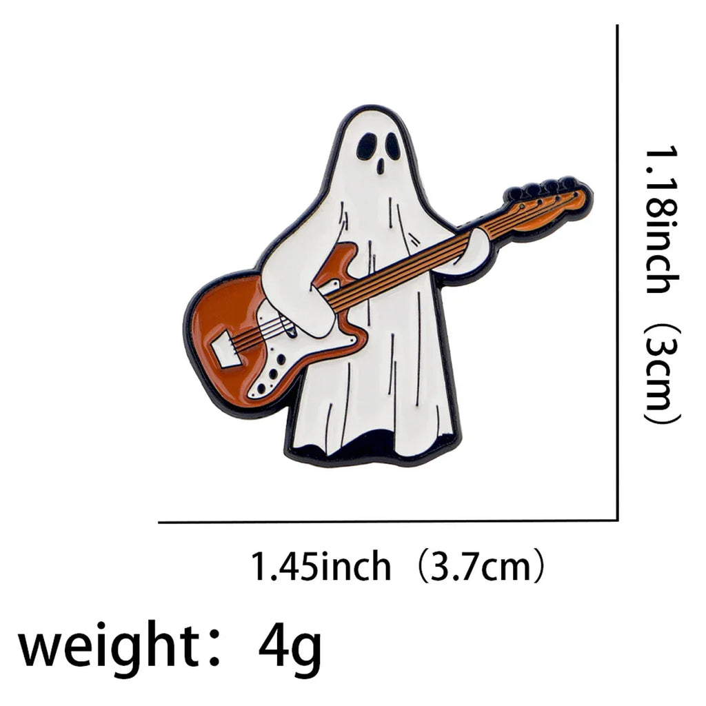 Bass Player Ghost Enamel Pin 1