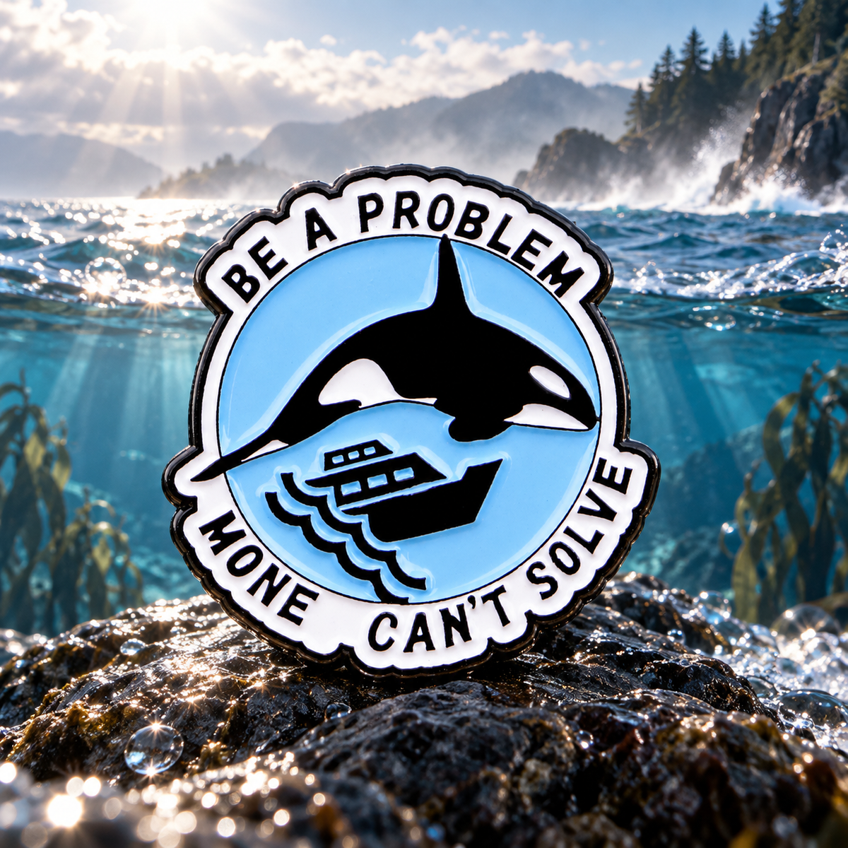 Be a Problem Money Can't Solve Orca Pin at the ocean