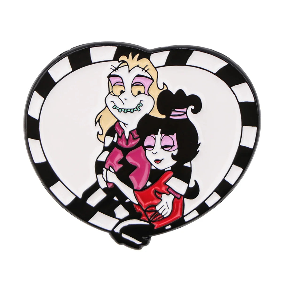 Beetlejuice and Lydia Love Heart Enamel Pin 1