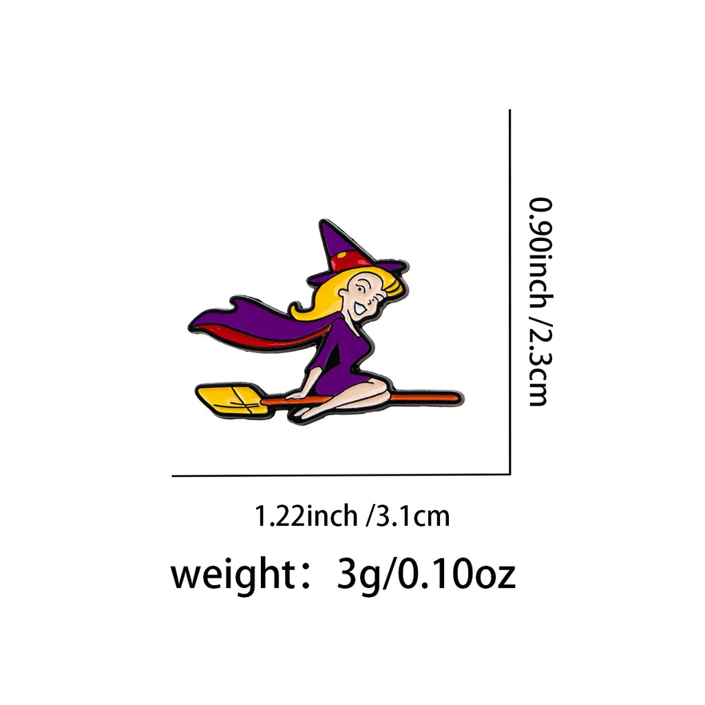 Funny Witch Enamel Pin Cartoon Brooch Pines Lapel Pins Badge on Backpack Clothing Accessories Fashion Jewelry Hloliday