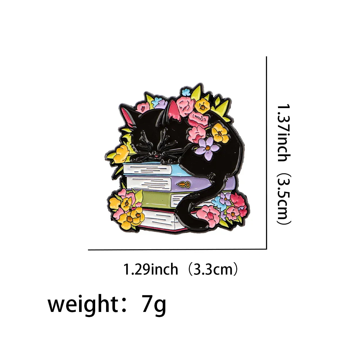 Black Cat Book Lover Enamel Pin 1