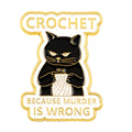 Black Cat Crochet Enamel Pin 1