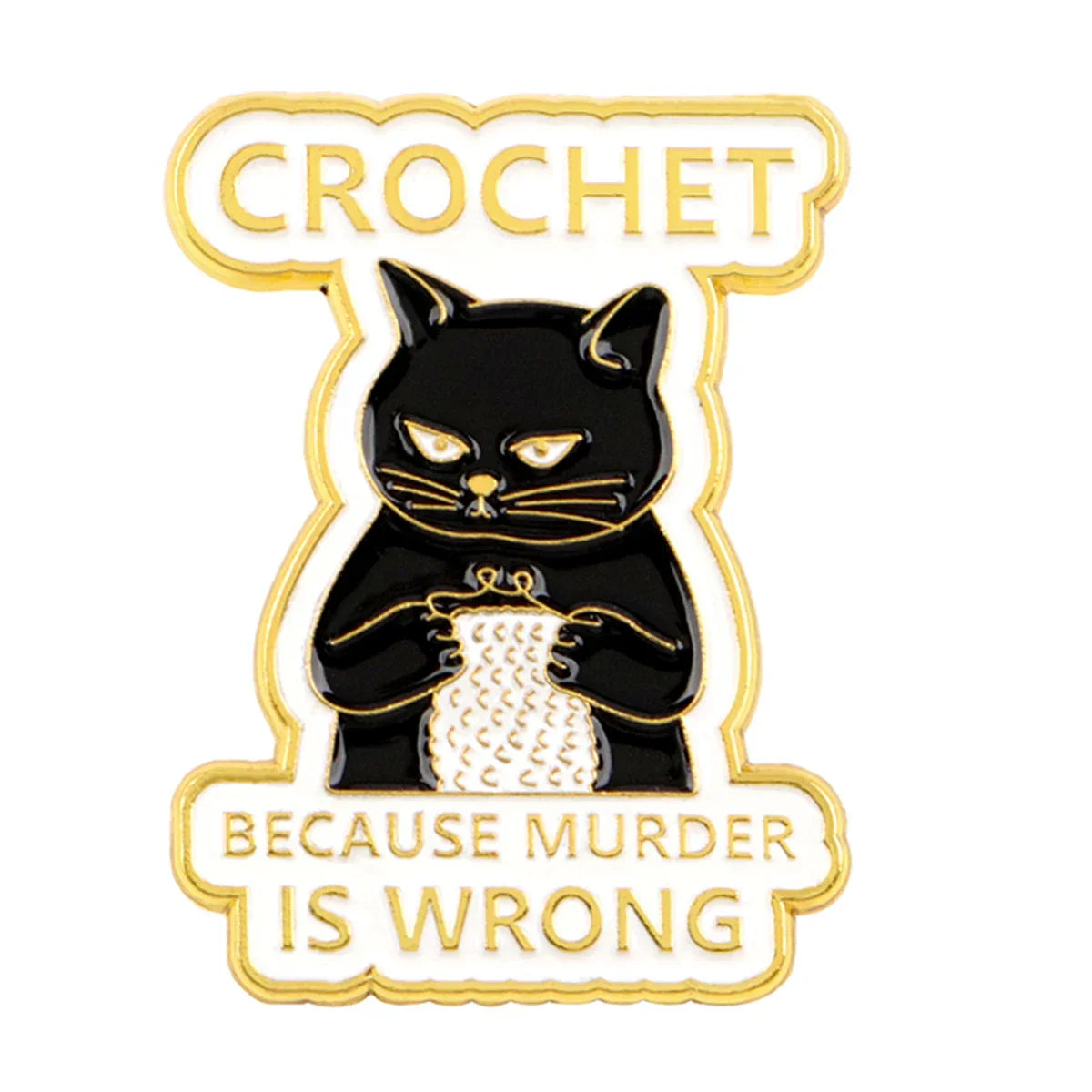 Black Cat Crochet Enamel Pin 1