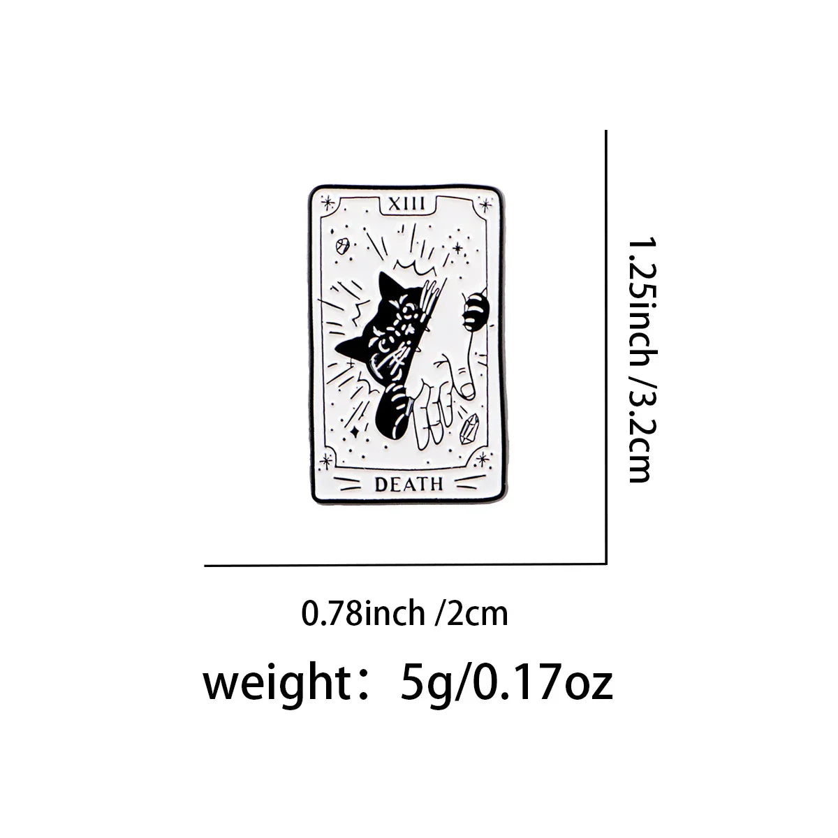 Black Cat Tarot Card Enamel Pin Brooch Pines Lapel Pins Badge on Backpack Clothing Accessories Halloween Jewelry