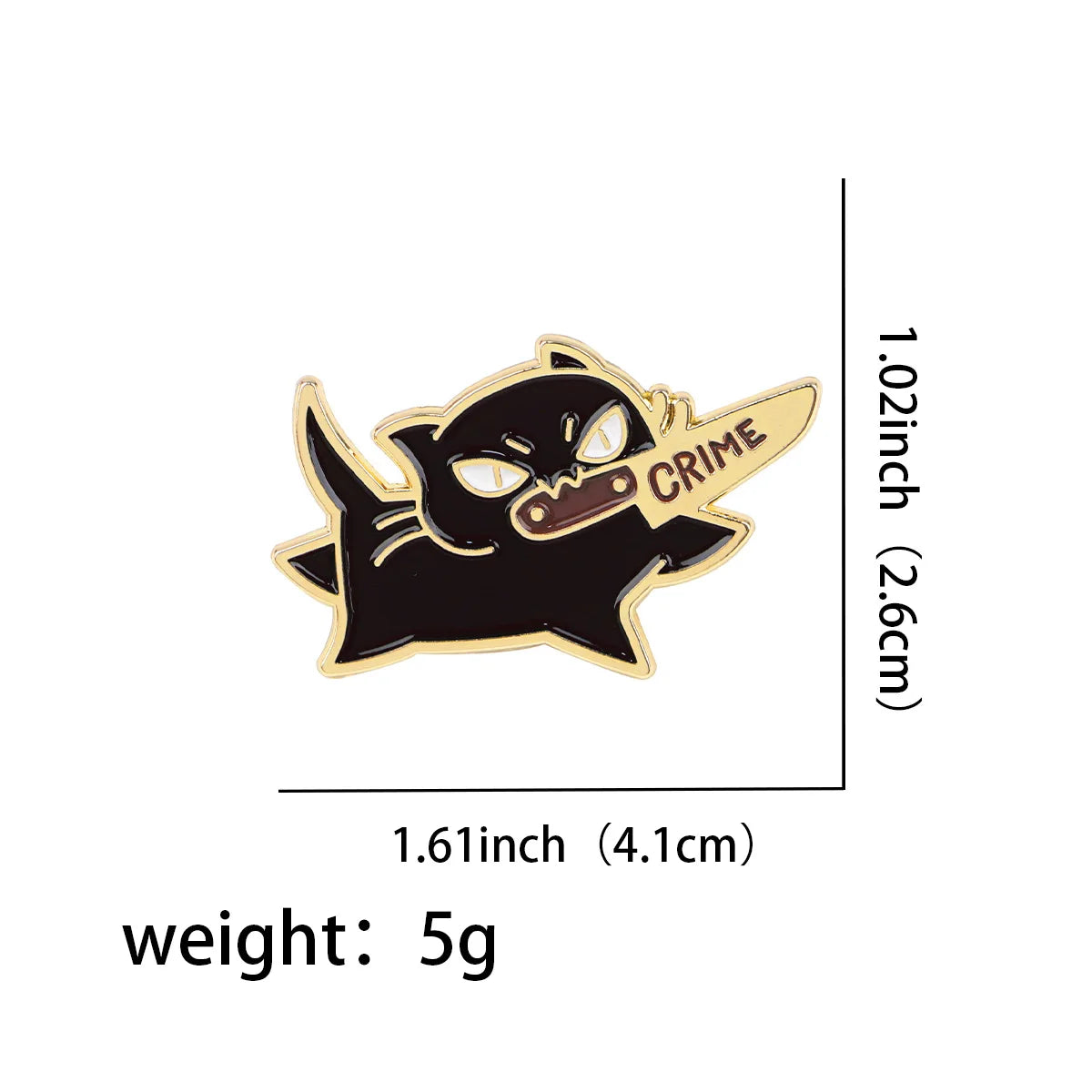 Black Cat Knife Crime Enamel Pin 1