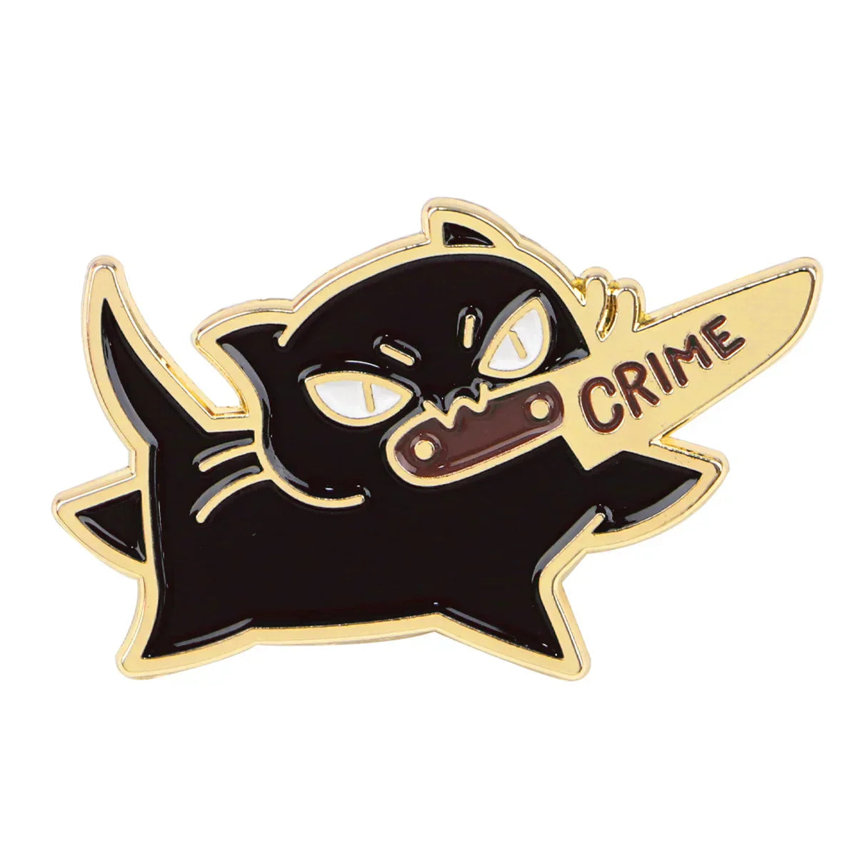 Black Cat Knife Crime Enamel Pin 1