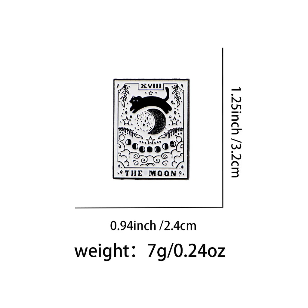 Black Cat Enamel Pin Gothic Tarot Brooch Pines Lapel Pins Badge on Backpack Clothing Accessories Witch Jewelry Friends